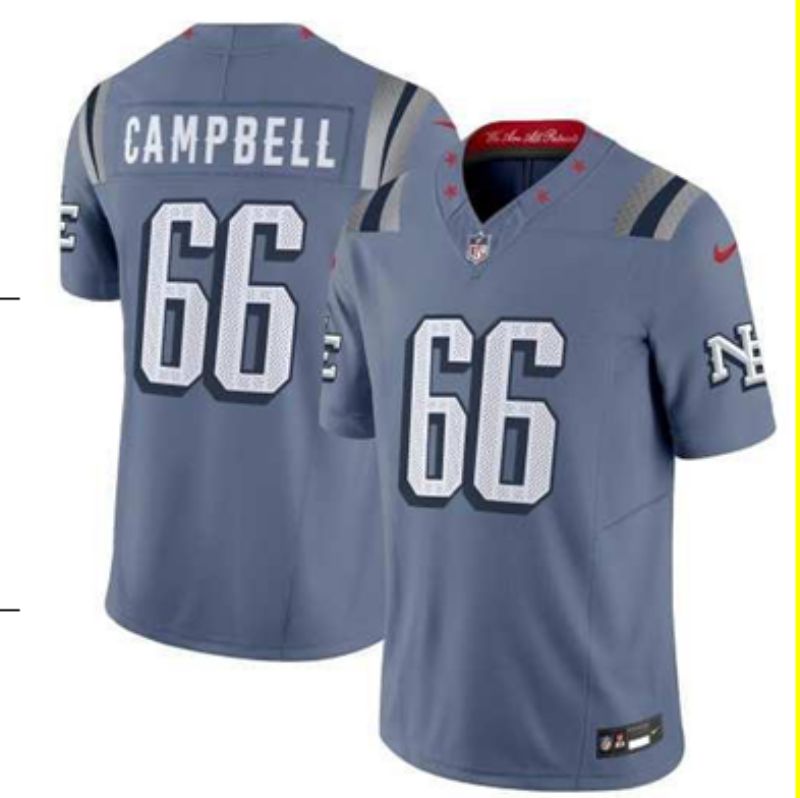 Men 2025 New England Patriots #66 Campbell blue 5th generation Throwback Nike Limited NFL Jersey style 01